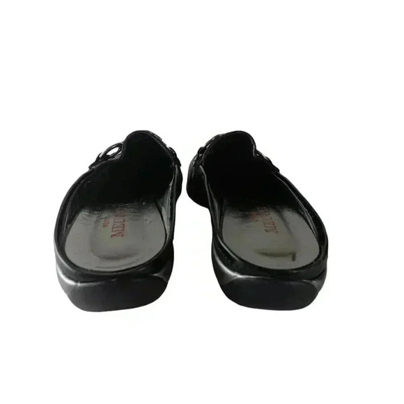 Sesto Meucci Leather Mules Slides Slip On Shoes Black Silver Chain Size 9 M - Picture 4 of 9